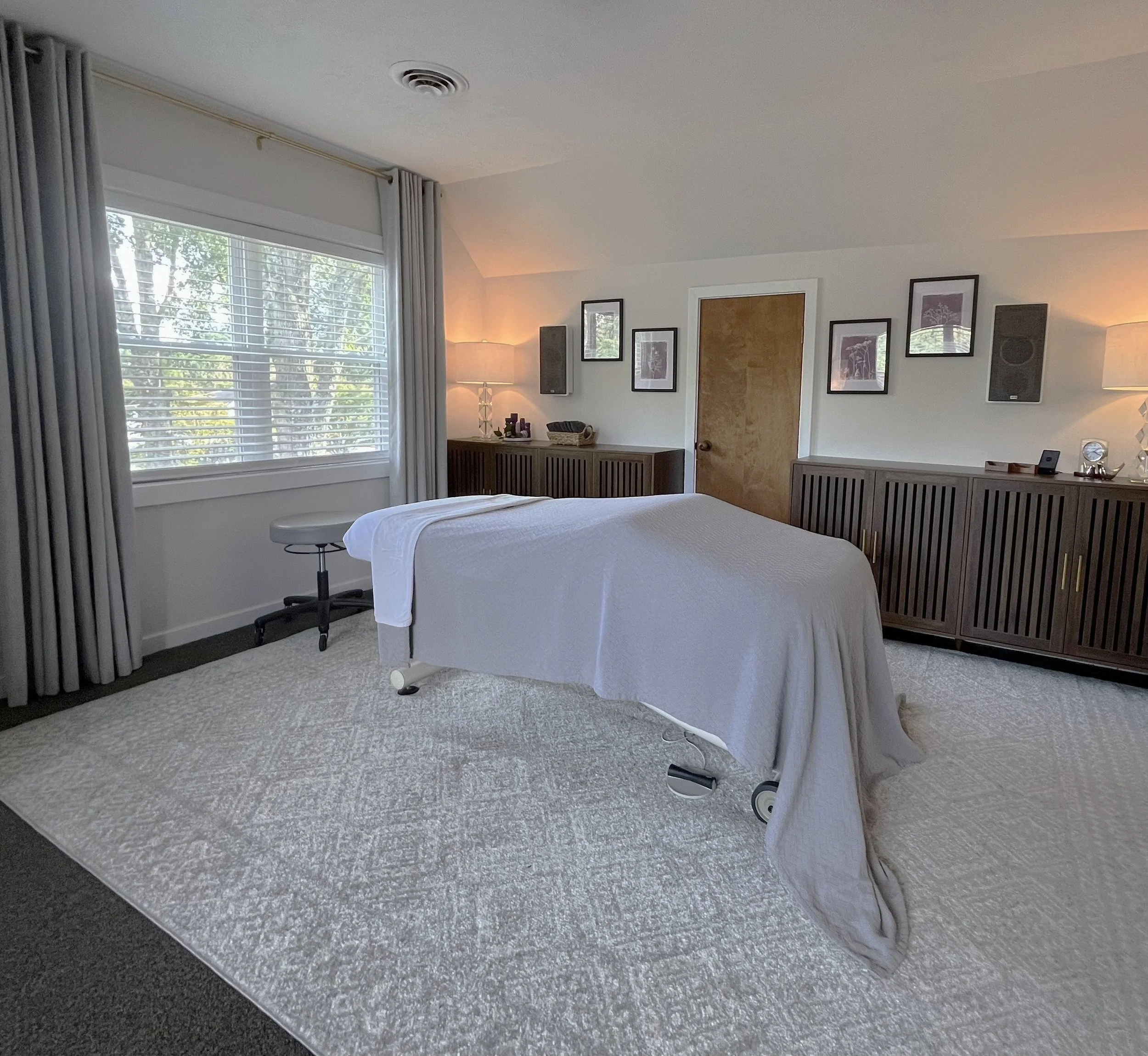 Massage room with warm lighting